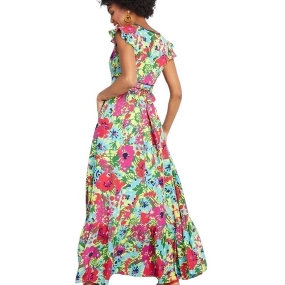 ModCloth Dress Floral V Neck Tiered Ruffle Maxi Dress - Picture 4 of 11
